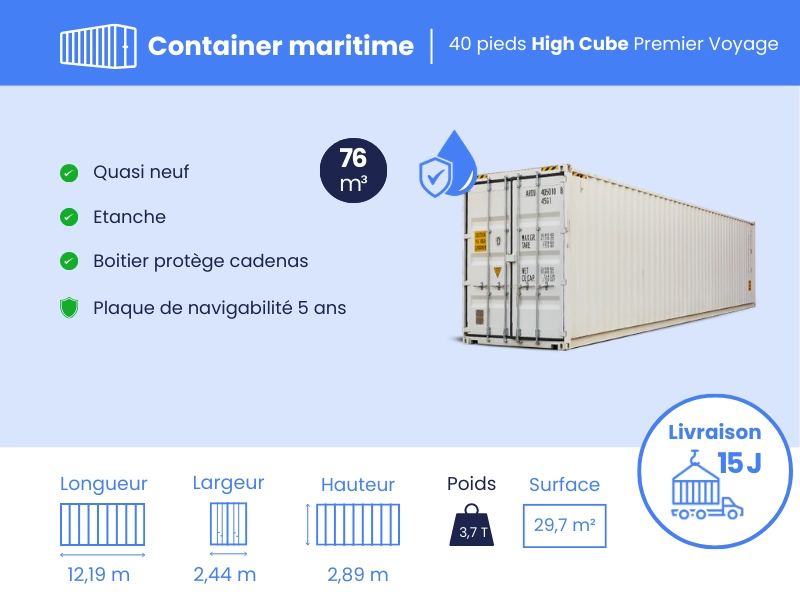 Container maritime 40 Pieds HIGH CUBE PREMIER VOYAGE – Image 2