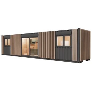 Studio T3 en container 28 m² habitables [2 chambres] avec bardage